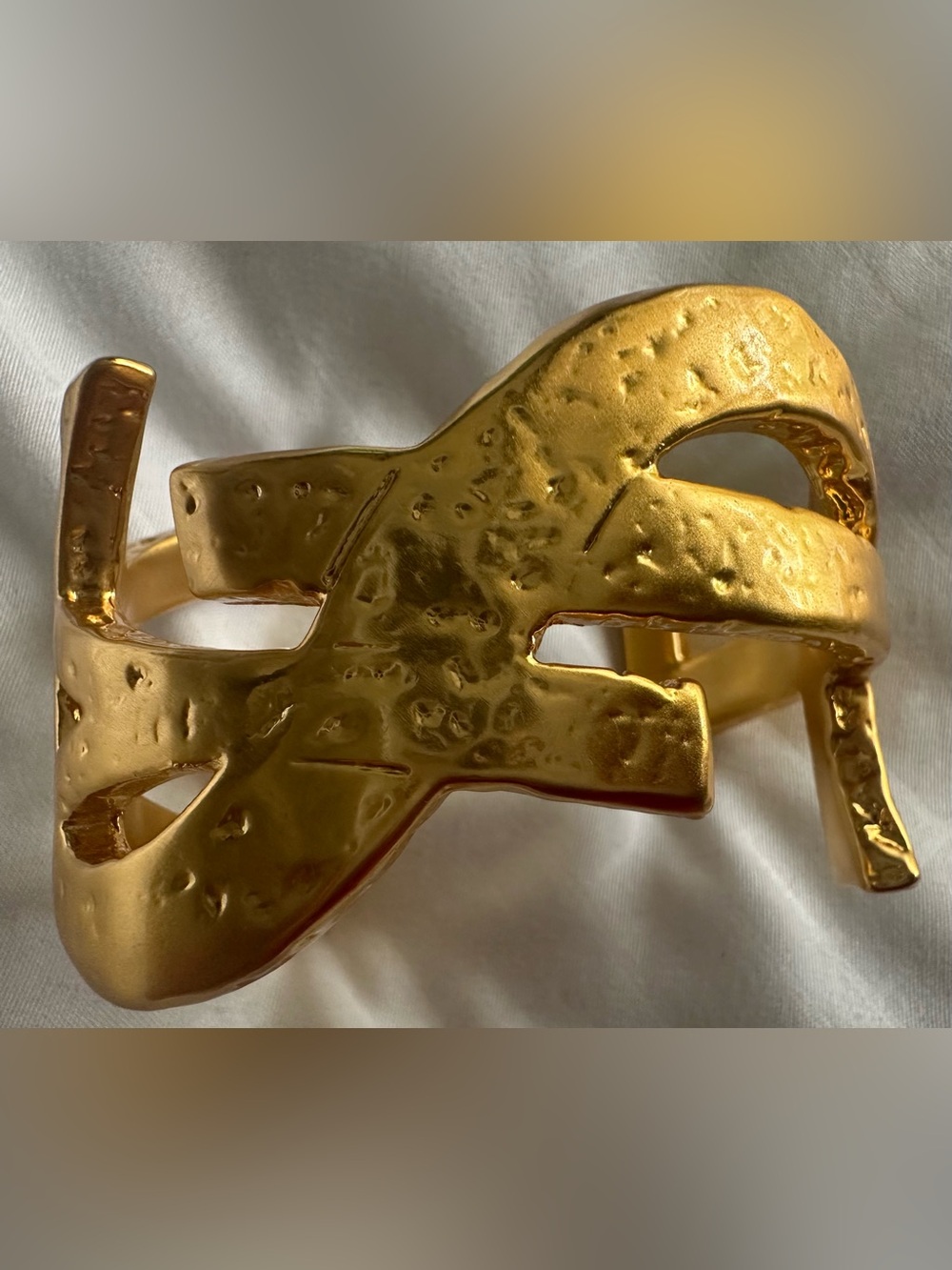 ✨Yves Saint Laurent Gold Sculptural Open Cuff Bracelet